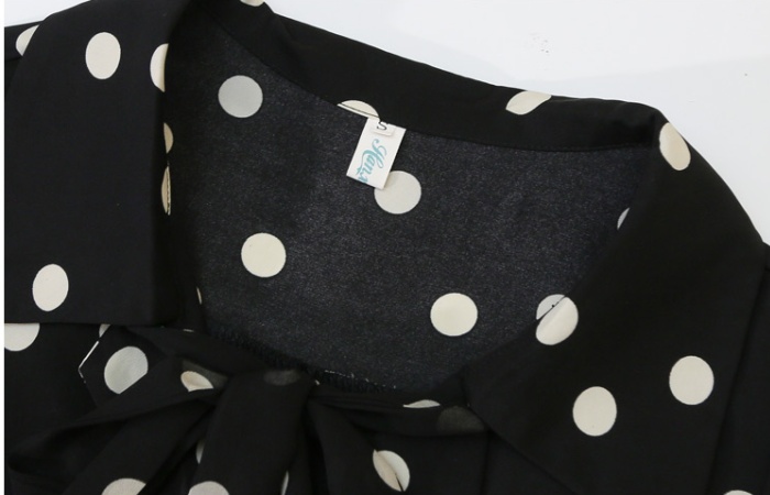 Polka dot lantern sleeve shirt chiffon tops for women