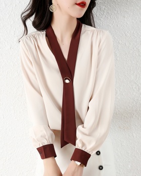 Long sleeve chiffon shirt mixed colors small shirt for women