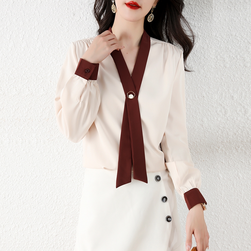 Long sleeve chiffon shirt mixed colors small shirt for women