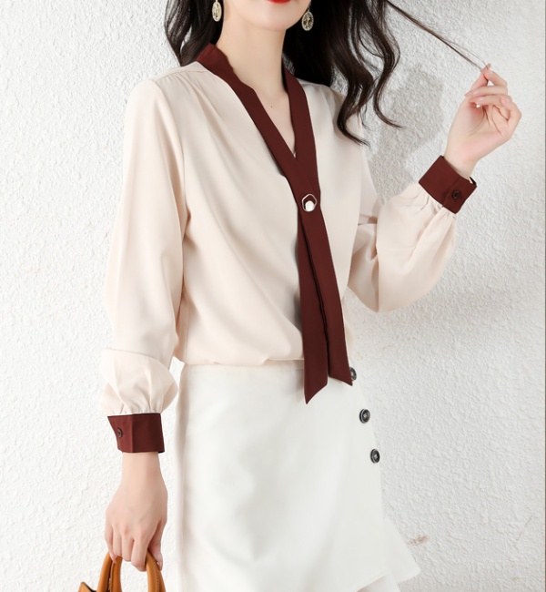 Long sleeve chiffon shirt mixed colors small shirt for women