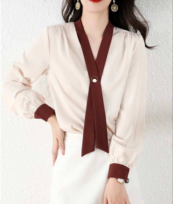Long sleeve chiffon shirt mixed colors small shirt for women