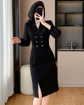 Ladies autumn business suit split light luxury dress