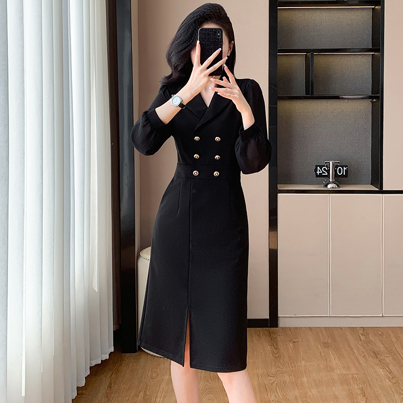 Ladies autumn business suit split light luxury dress