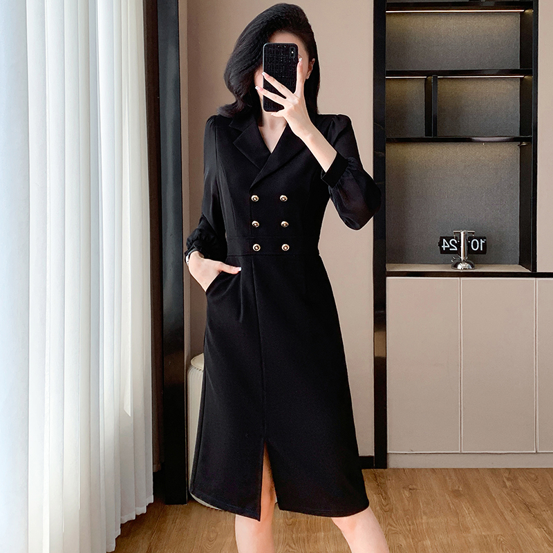 Ladies autumn business suit split light luxury dress