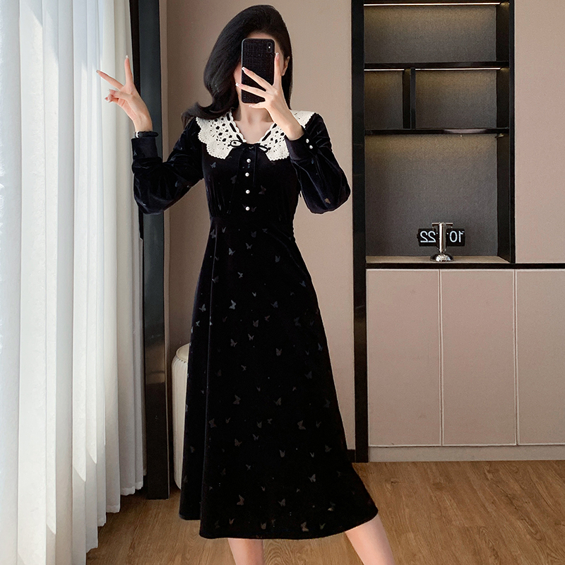 Velvet fashion dress France style formal dress