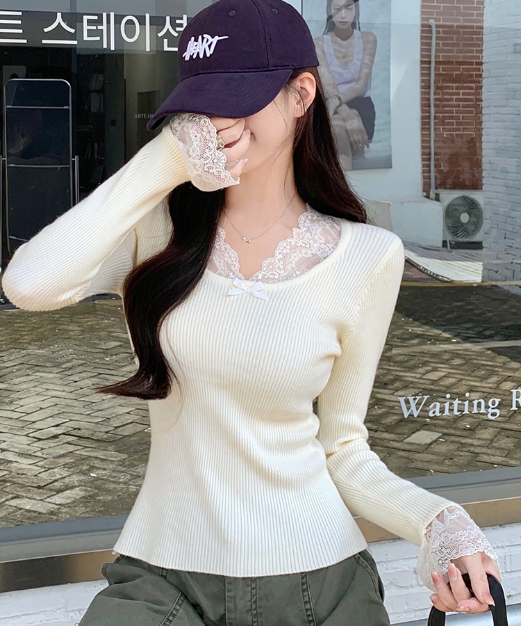 All-match V-neck sweater commuting bottoming shirt