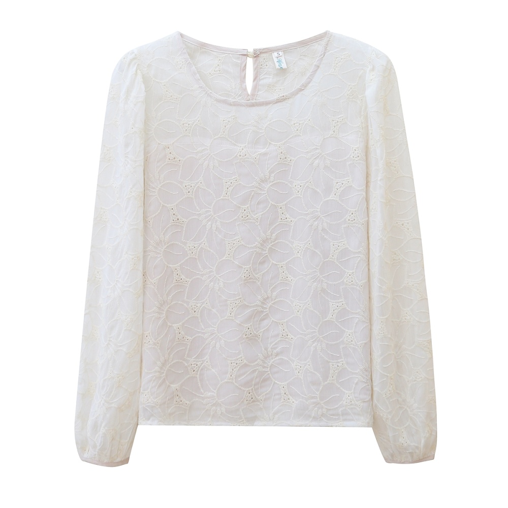 Korean style round neck tops puff sleeve bottoming shirt