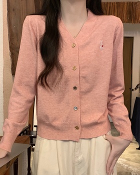 Show young V-neck small cardigan simple embroidery tops