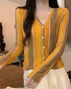 Show young stripe tops all-match niche cardigan