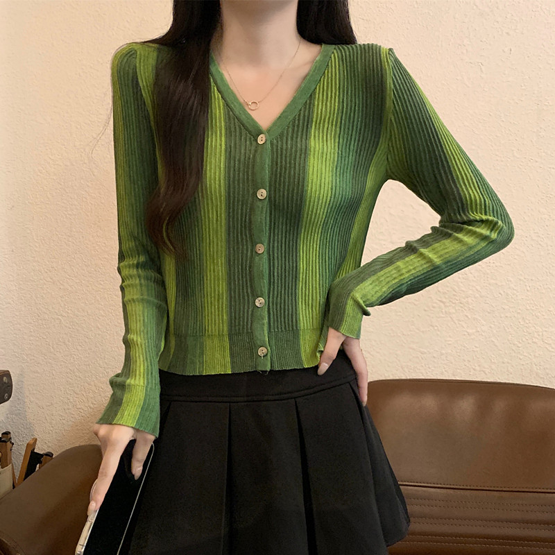Show young stripe tops all-match niche cardigan