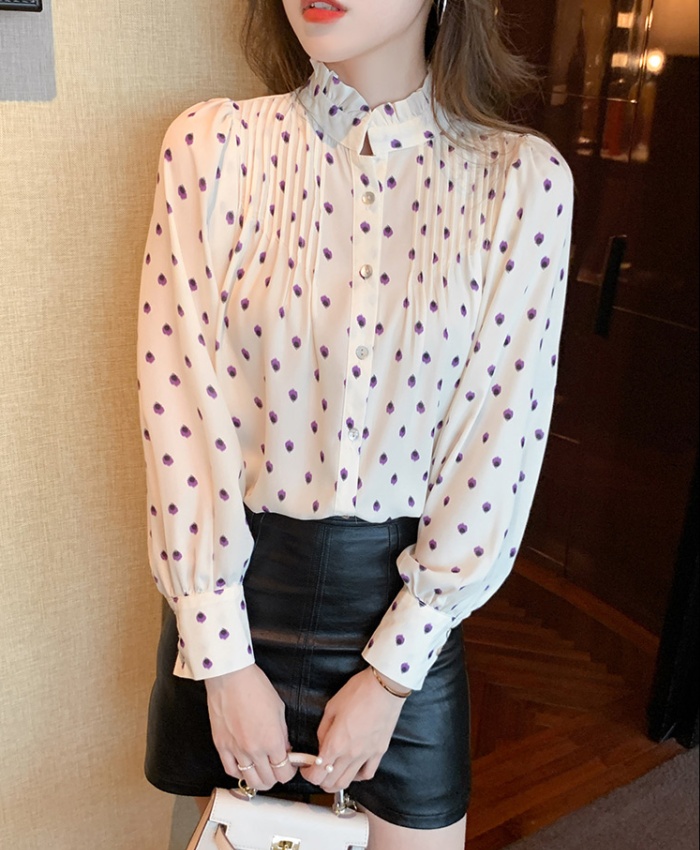 Long sleeve chiffon shirt show young tops for women