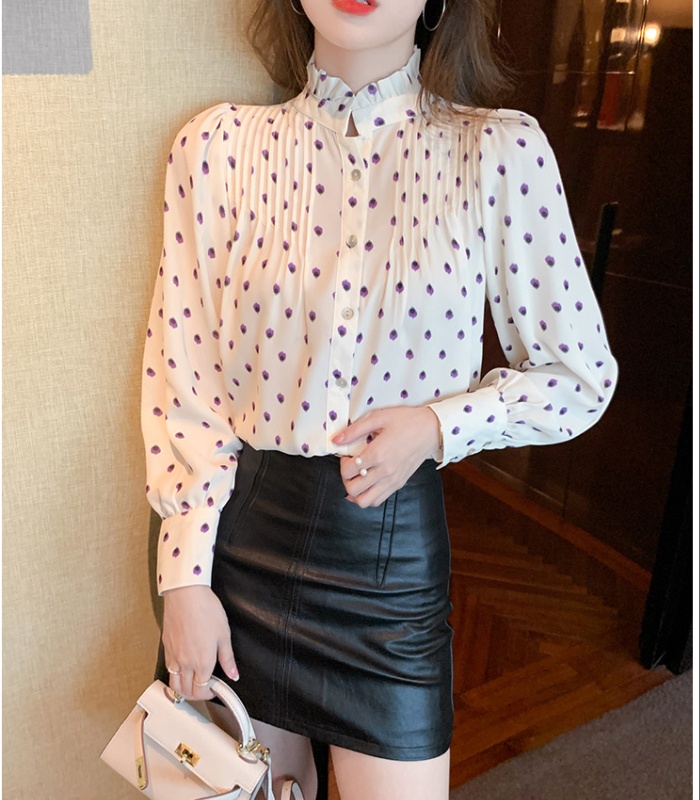 Long sleeve chiffon shirt show young tops for women