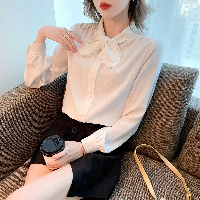 France style sleeve tops autumn shirt for women