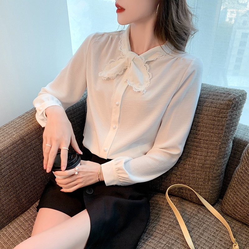 France style sleeve tops autumn shirt for women