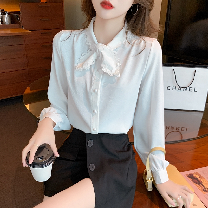 France style sleeve tops autumn shirt for women