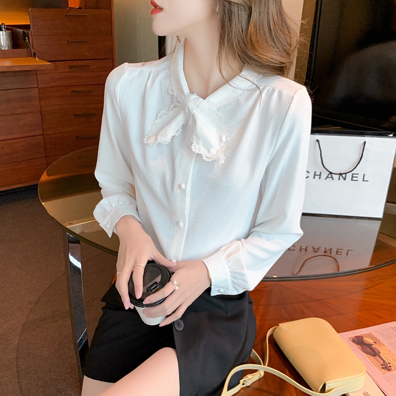 France style sleeve tops autumn shirt for women