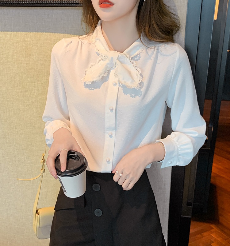 France style sleeve tops autumn shirt for women