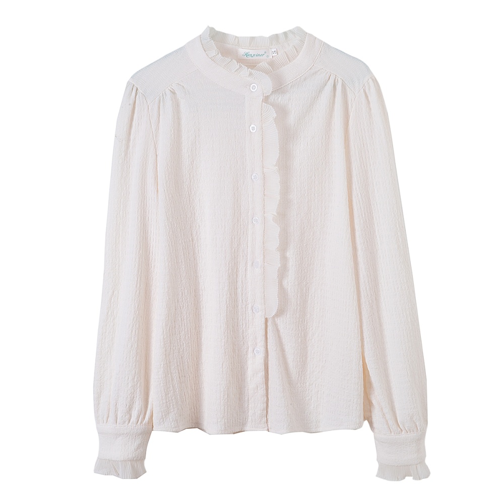 Autumn chiffon shirt cstand collar tops for women
