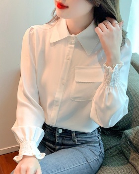 Niche white long sleeve shirt chiffon autumn tops