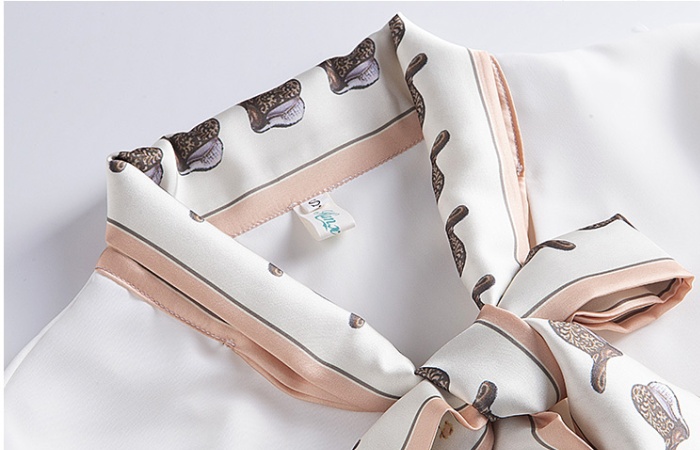 Loose autumn chiffon shirt white niche bow tops