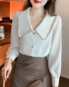 Niche chiffon tops temperament long sleeve shirt for women