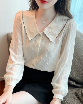 Long sleeve loose shirt doll collar small shirt for women