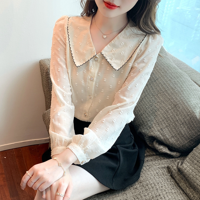 Long sleeve loose shirt doll collar small shirt for women