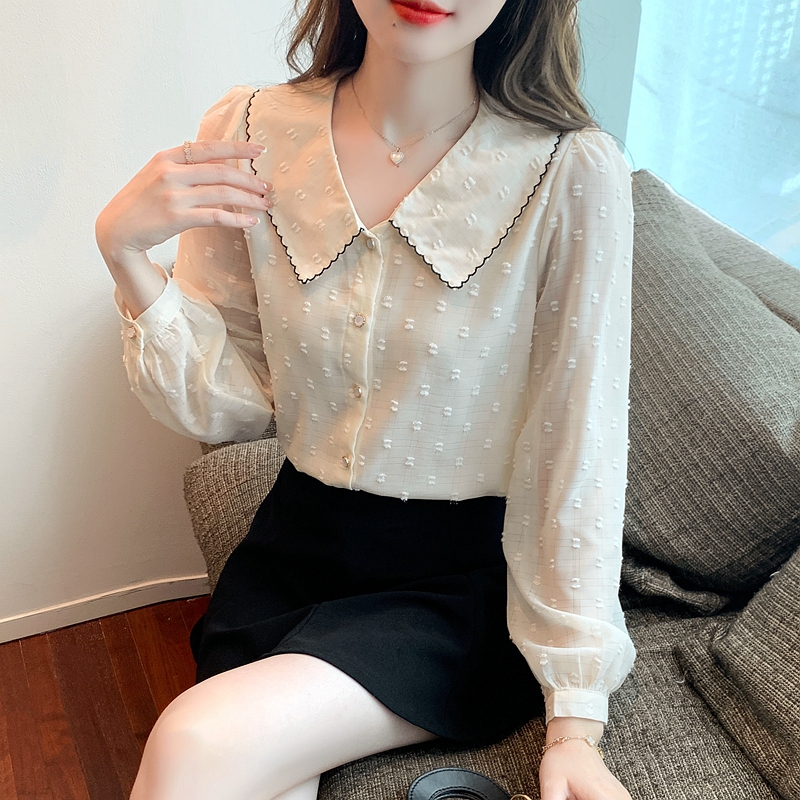 Long sleeve loose shirt doll collar small shirt for women