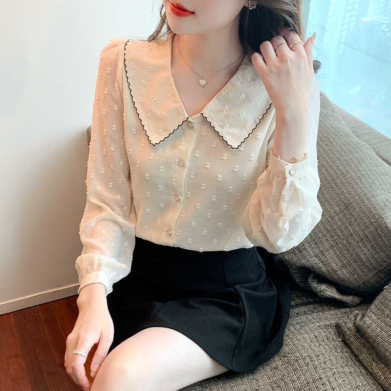 Long sleeve loose shirt doll collar small shirt for women