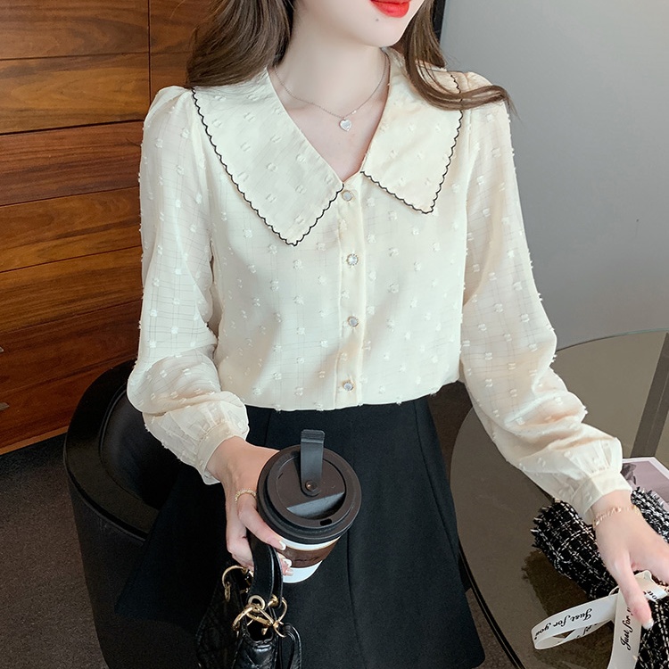 Long sleeve loose shirt doll collar small shirt for women
