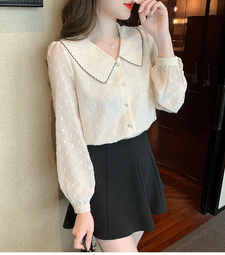 Long sleeve loose shirt doll collar small shirt for women