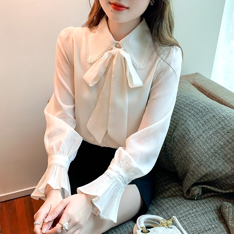 Autumn niche shirt sweet fold tops for women