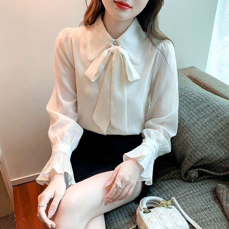 Autumn niche shirt sweet fold tops for women