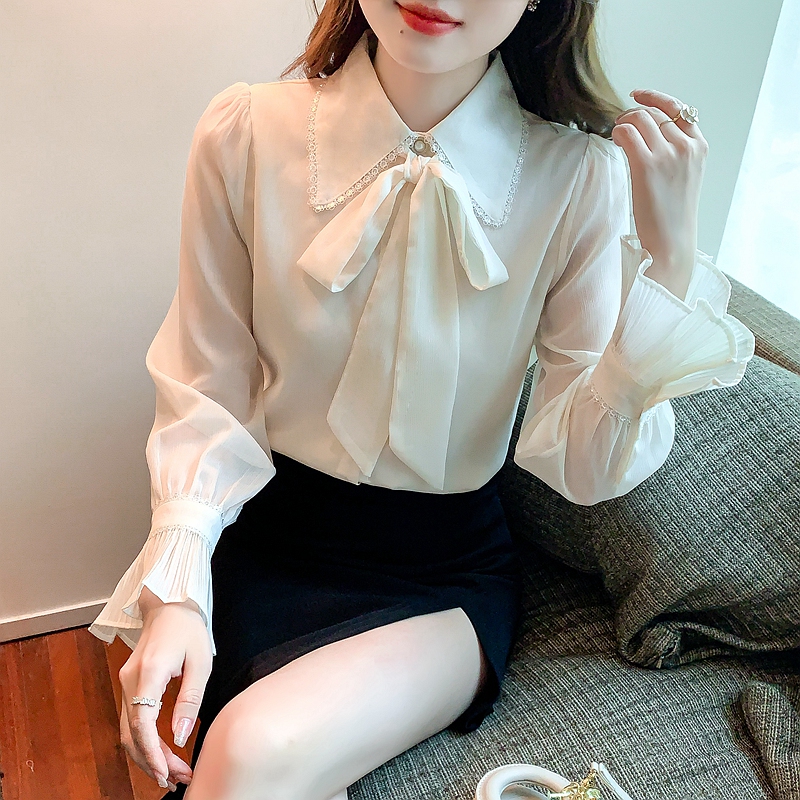 Autumn niche shirt sweet fold tops for women
