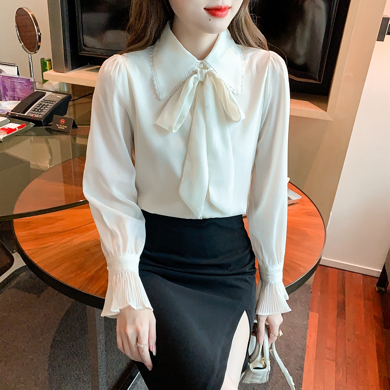 Autumn niche shirt sweet fold tops for women