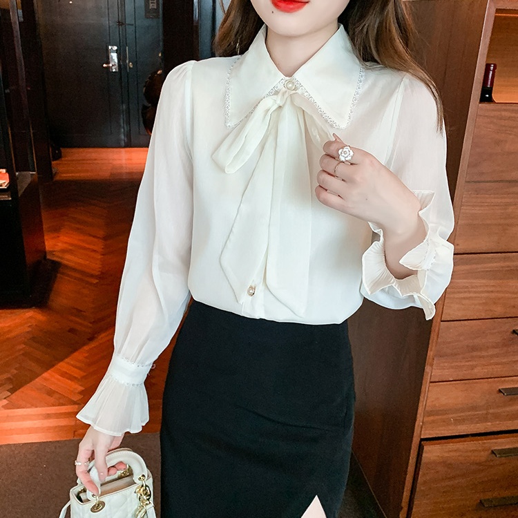 Autumn niche shirt sweet fold tops for women