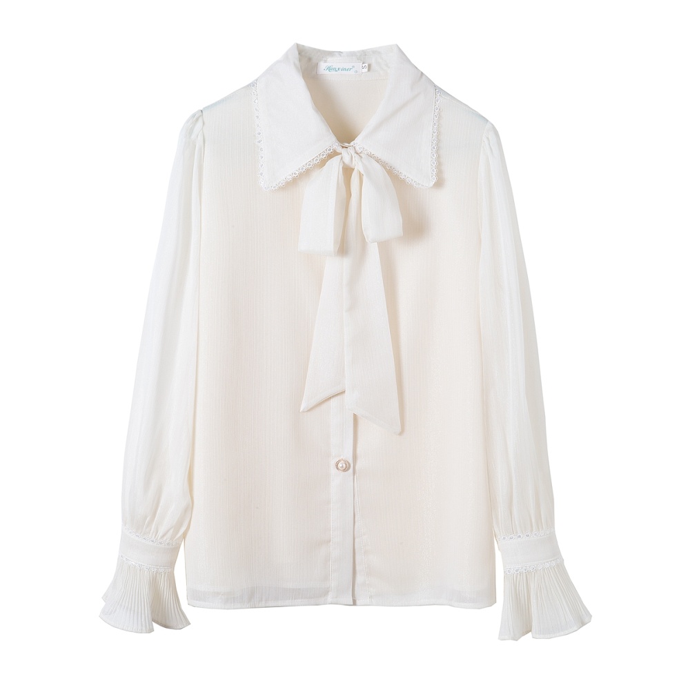 Autumn niche shirt sweet fold tops for women