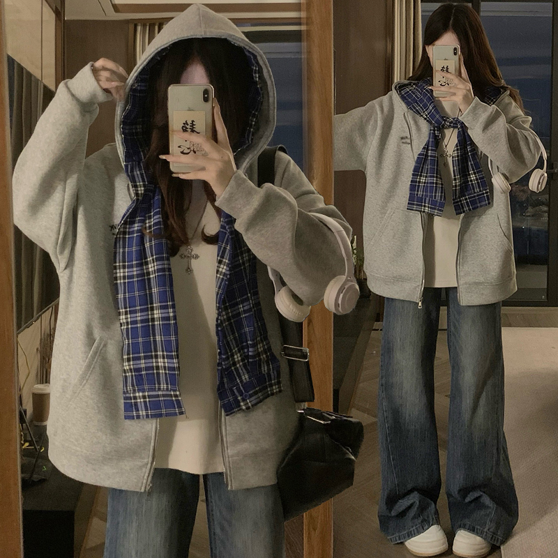 Double loose couples hoodie Pseudo-two hooded autumn tops