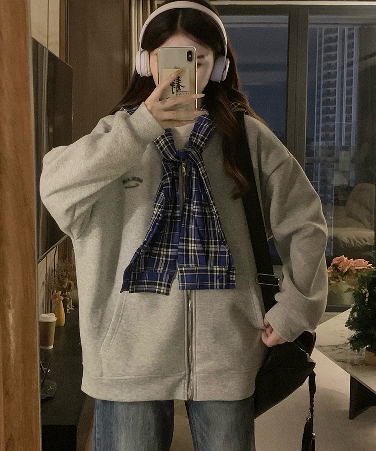 Double loose couples hoodie Pseudo-two hooded autumn tops