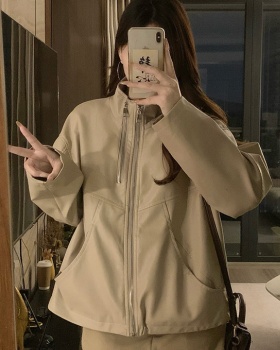 Casual loose coat locomotive leather coat for women