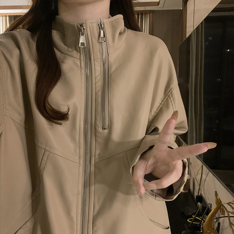 Casual loose coat locomotive leather coat for women