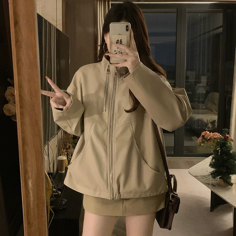Casual loose coat locomotive leather coat for women