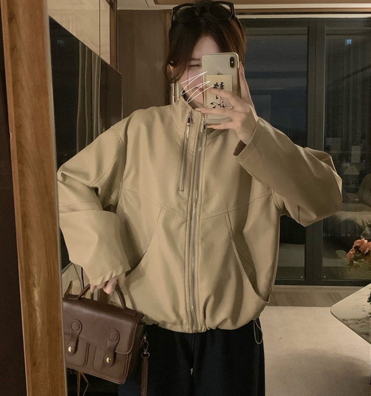 Casual loose coat locomotive leather coat for women