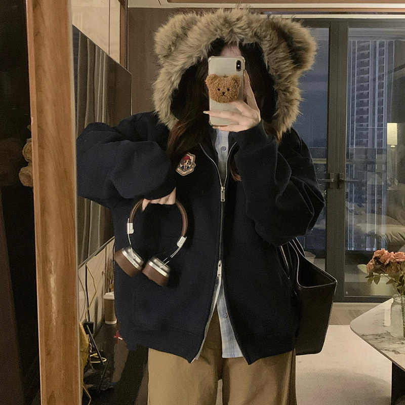 Ear autumn and winter coat hooded Casual hoodie for women