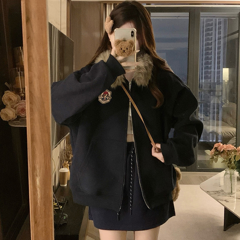 Ear autumn and winter coat hooded Casual hoodie for women