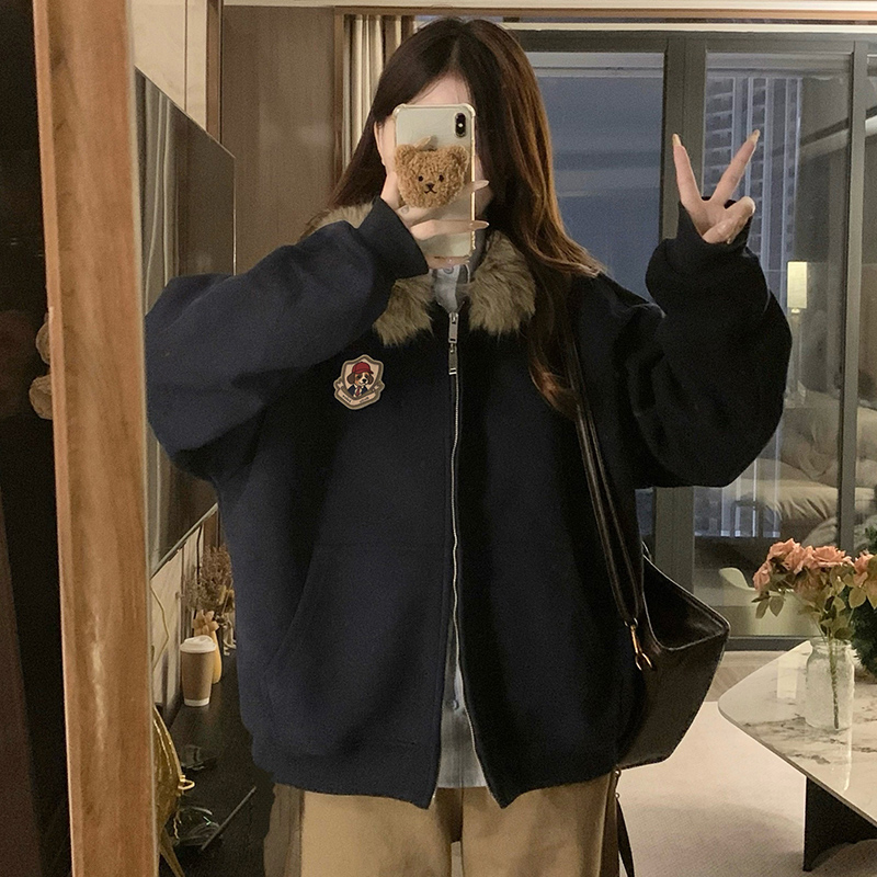 Ear autumn and winter coat hooded Casual hoodie for women