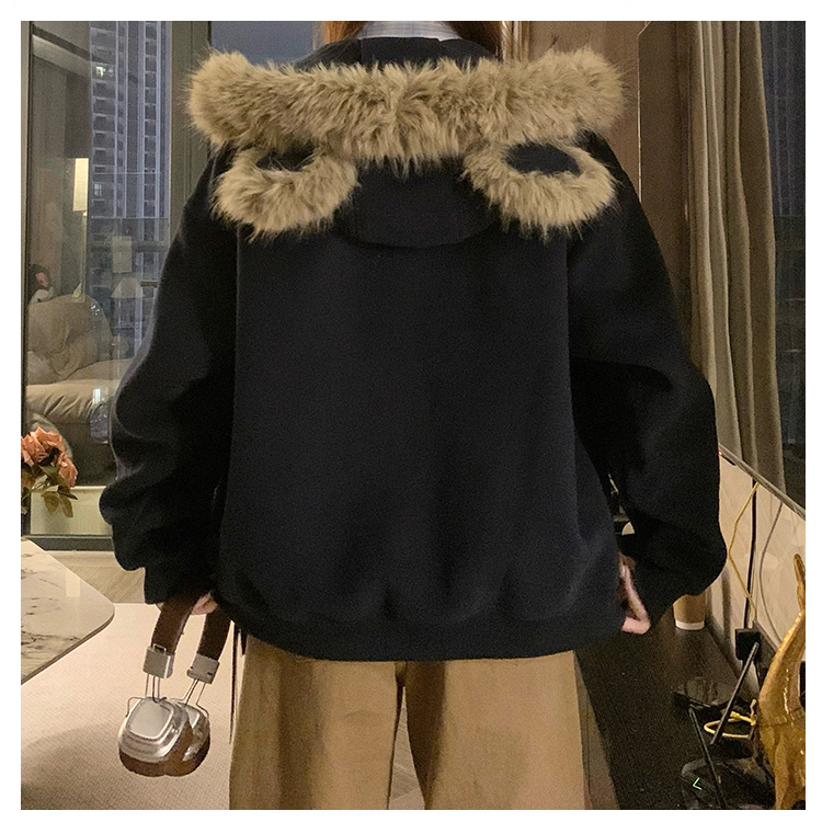 Ear autumn and winter coat hooded Casual hoodie for women