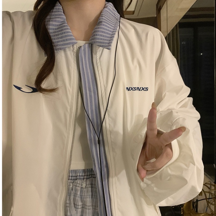 Retro Pseudo-two baseball uniforms spring coat
