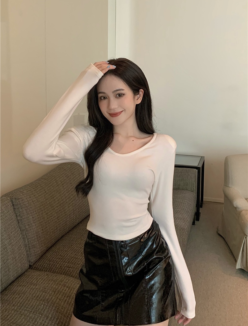 Shoulder pads long sleeve V-neck tops for women