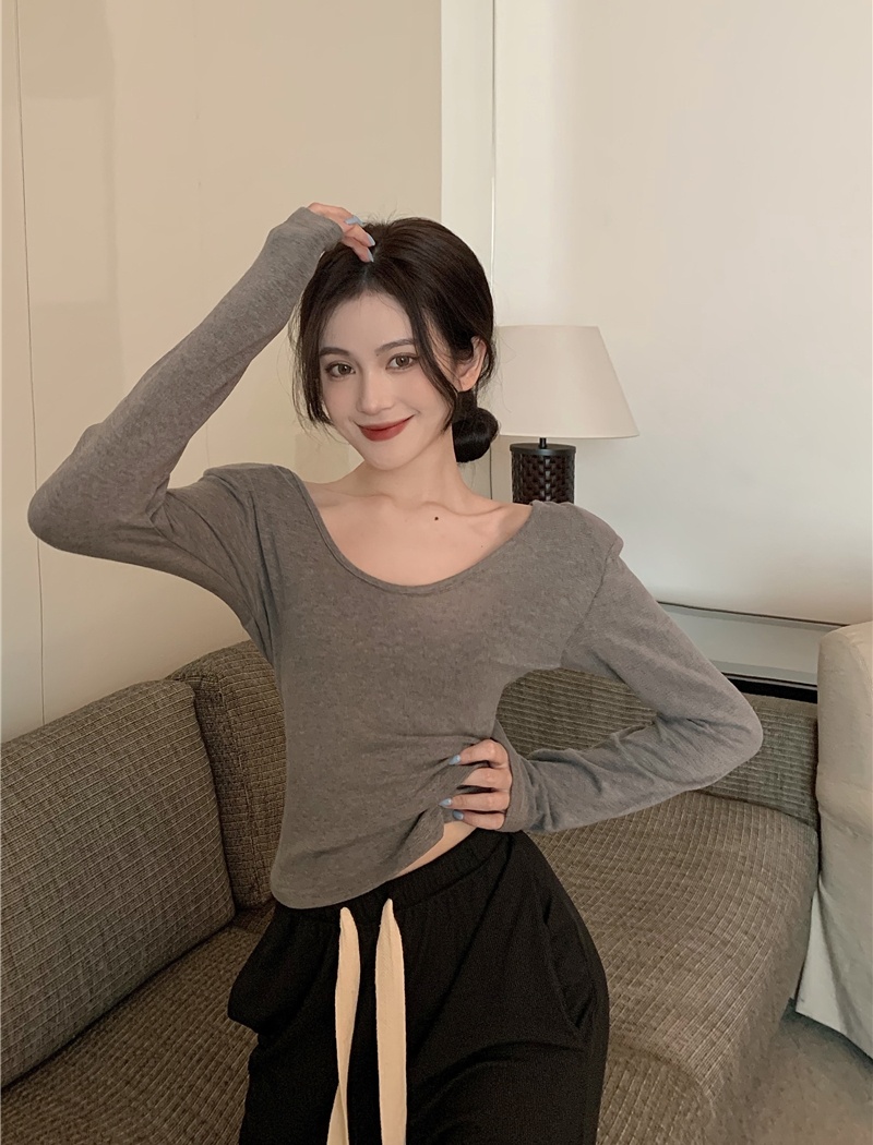 Shoulder pads long sleeve V-neck tops for women
